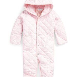 Ralph Lauren Hooded Qulted Barn Bunting Pink Snow Suite 9 M Baby GIrl